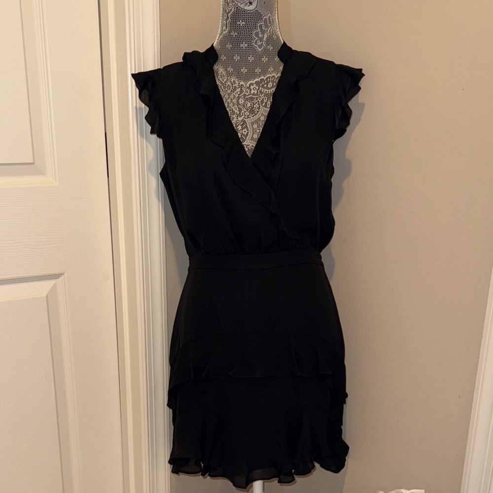 Parker Black Ruffle Dress size 7 NWT